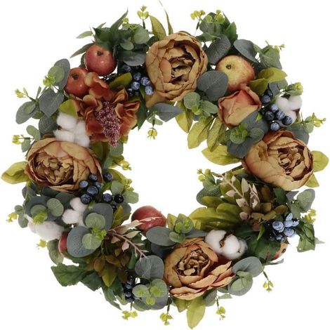 Couronne de porte artisanale, couronne murale, couronne de fleurs, couronne en rotin, couronne décorative pour maison de campagne et mariage champêtre (1/5)