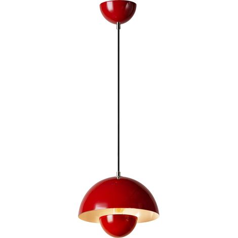 Modern Pendant Light, Metal Shade, 100 cm Adjustable Cable, 23 cm Diameter, Red, E27 Bulb (1/5)