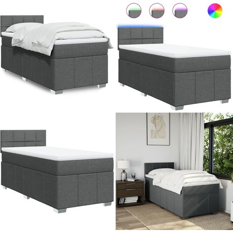 vidaXL Boxspringbett mit Matratze Dunkelgrau 90x190 cm Stoff (1/5)