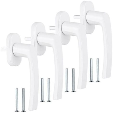 4 Pièces Poignee Fenetre, Poignee Fenetre PVC sans Cylindre de Fermeture avec 8 Vis, PoignéE de FenêTre Blanche en Aluminium Longueu 35 Mm pour FenêTres, Portes Balcon Et Maison (1/5)