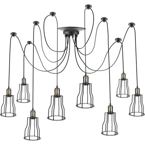 PrimeMatik - Lampe vintage avec 8 cages longues pour ampoule de fil E27 avec câble de 3m (1/5)
