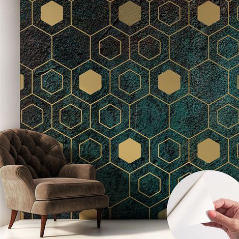 Papier peint autocollant adhésif avec imprimé motifs uniques apparence moderne Hexagones géométriques 250x250 cm (1/5)
