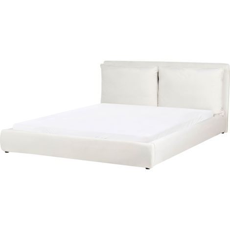 EU Super King Size Waterbed Off-White Velvet 6ft Upholstered Cushion Back Bedroom Modern Style BAJONNA
