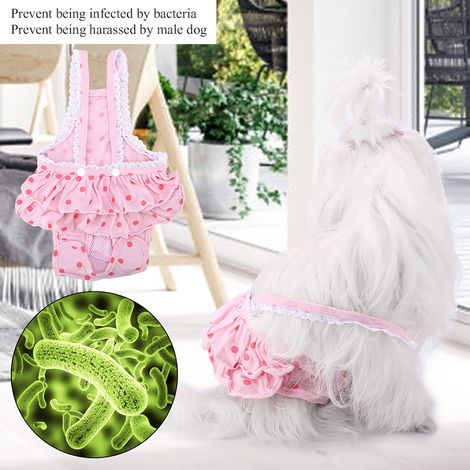Culotte hygiénique menstruelle en coton respirant à pois doux pour chien et chiot (rose, taille M) (1/5)