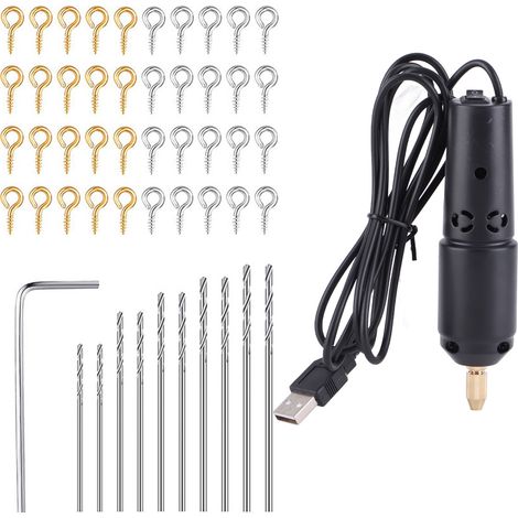 [JAMAIS UTILISÉ]Mini perceuse électrique portable 0,8-1,2 mm, alimentée par USB, avec 10 embouts pour bijoux (1/5)