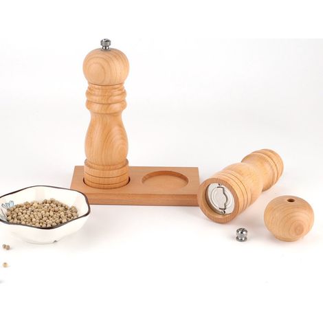 Molinillo de pimienta de 20 cm - Incrustaciones clásicas - Madera - Natural (1/2)
