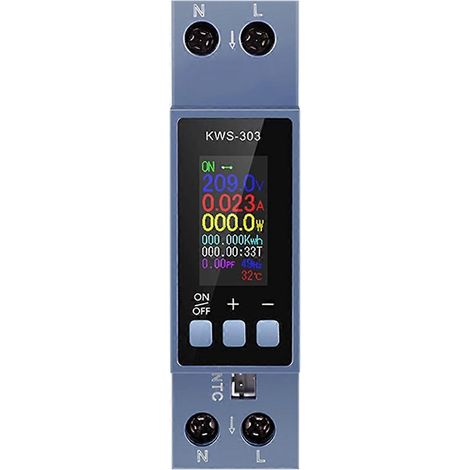 Voltmètre, ampèremètre et wattmètre CA, montage sur rail DIN, compteur d'énergie CA 100-290 V, compteur d'énergie kWh, affichage numérique LED.