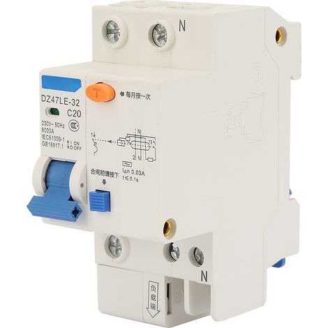Disjoncteur différentiel DZ47LE 32 1P+N 20A 230V Protection de fuite à la terre Interrupteur automatique (1/5)