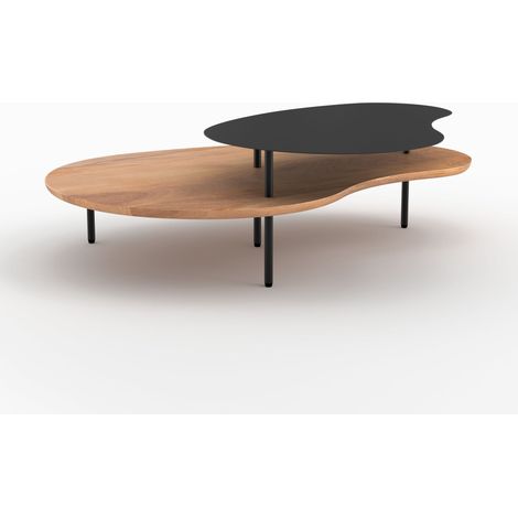Tables gigognes en bois et metal noir (lot de 2) - MOJI