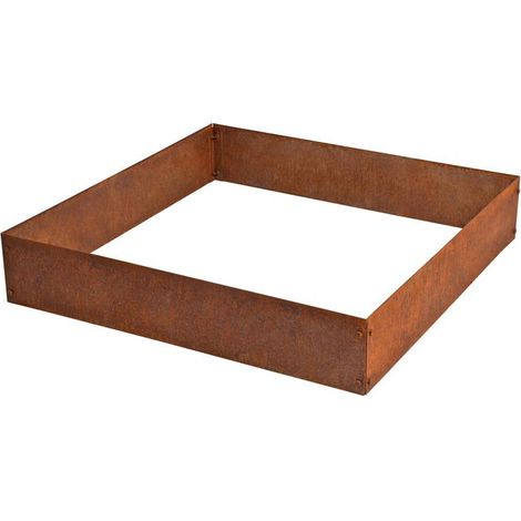 Beeteinfassung Beetumrandung Quadrat Edel-Rost Hochbeet Mähkante Cortenstahl (1/5)