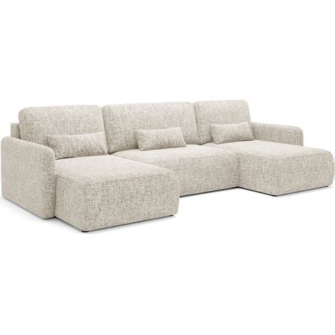 U-Sofa, 4-sitzig, umwandelbar, mit Bettkasten Lazare Hellgrau