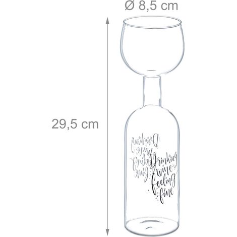 Bottiglia di vino con bicchiere integrato 750 ml per servire elegantemente come regalo divertente in vetro trasparente 130014395