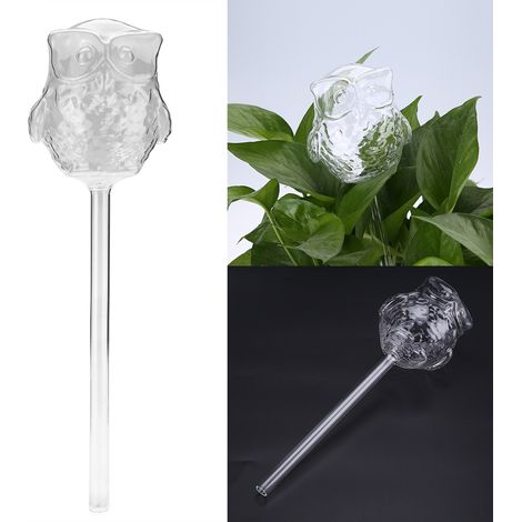 Arrosoir automatique autonome pour plantes d'intérieur et fleurs en verre clair forme hibou (1/3)
