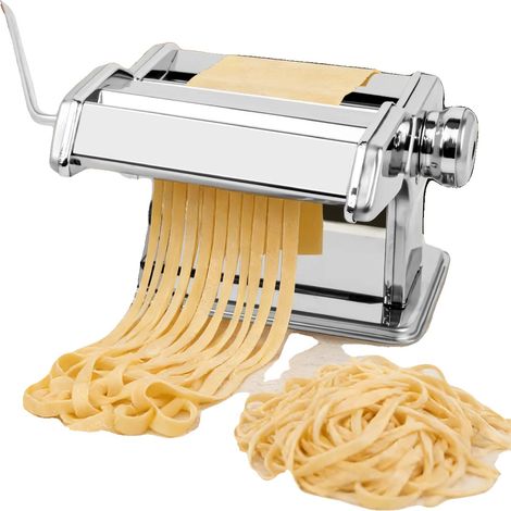 Máquina para pasta, 9 ajustes de grosor, acero inoxidable, distancia máxima de sujeción de 9 cm, funcionamiento manual, compatibilidad versátil. (1/5)