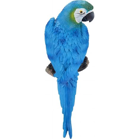 Figurine de Perroquet en Résine, Statue D'oiseau, Modèle de Perroquet, Ornement, Sculpture de Jardin, Décoration Murale (N°1 Bleu à Gauche) (1/5)