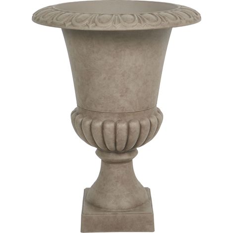 Fioriera alta in miscela di pietra, vaso da giardino per interni ed esterni, 47x60 cm, color tortora Melos (1/5)