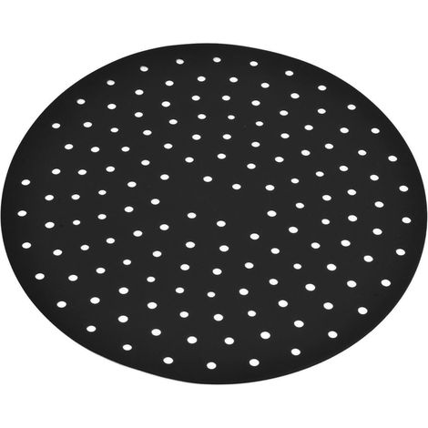20 cm rutschfeste, runde Frittiermatte, Antihaft-Silikon-Dampfgarmatte für die Küche, Schwarz (1/5)