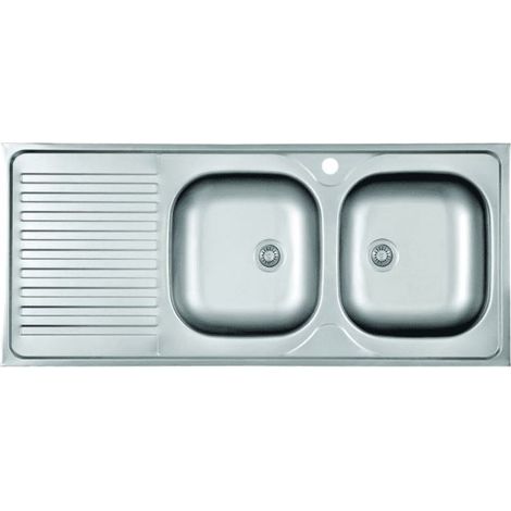 Lavello appoggia 2 vasche sx c/goccia 50x120cm - mabel