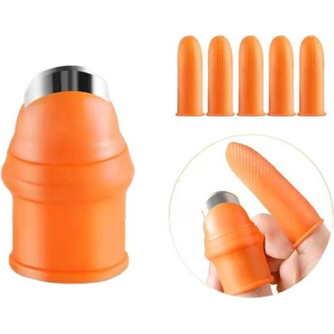 Ensemble couteau jardinage silicone pouce – Couteau récolte, taille et cueillette – 1 couteau pouce + 5 protège-doigts – Utilisation cuisine aussi (1/5)