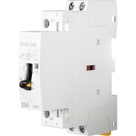 Contacteur Jour/Nuit 220V 2P, 25A, AC, Monté sur Rail DIN, Pour Éclairage, Chauffage et Ventilation (1/5)