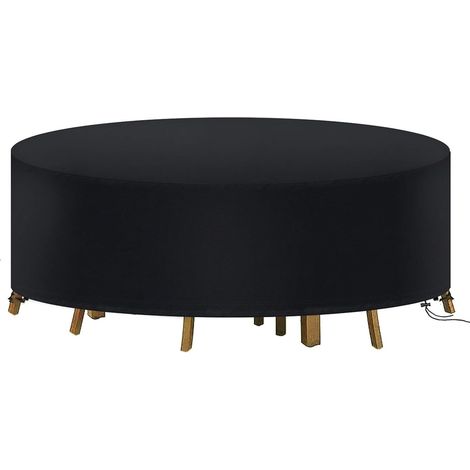 Housse de mobilier d'extérieur ronde en tissu oxford 210D 230X100cm Noir (1/5)