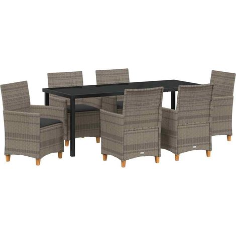 Maison Exclusive - Set da Pranzo per Giardino 7 pcs Grigio polyrattan