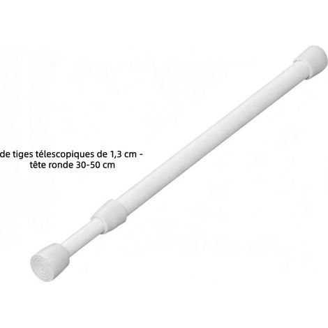 Tige télescopique à tête ronde 1,3 cm (30-50 cm), tringle extensible à ressort sans perçage, tringle de rangement pour armoire et rideau (1/5)