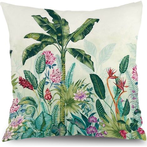 Housse de coussin fleurs jardin, décoration maison extérieur,50×50cm (1/5)