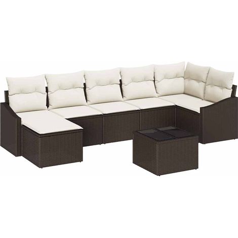 Maison Exclusive - Garten-Sofa-Set mit Kissen 8 pcs Braun und Cre