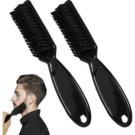 2PCS Brosse de Barbier Brosse pour Barbe Homme Brosse à Cheveux Brosse de Nettoyage de Salon de Coiffure Brosse à Barbe en Nylon Outil de Nettoyage Ménage Coiffeur Noir