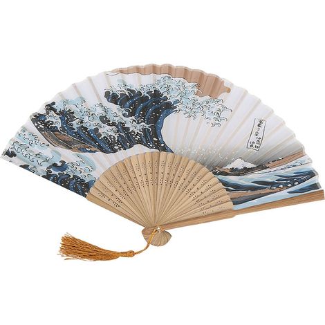 Élégant éventail pliant rétro en bambou peint de style japonais, idéal pour la décoration de la maison et du bureau (1) (1/5)