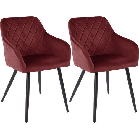 Lot de 2 chaises 59x56x82 cm en velours rouge - VELVET (1/5)