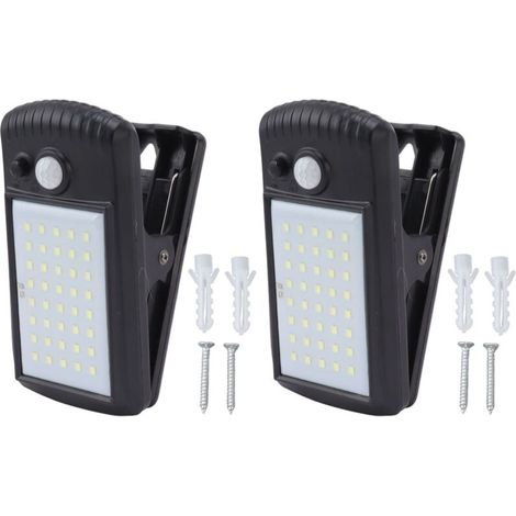 Solarbetriebene Klemmleuchten, IP65 wasserdicht, 2 Modi, Infrarot-Erkennung, Bewegungsmelder-Clips für den Außenbereich zur Befestigung an Zaun, Terrasse und Patio