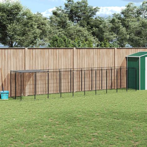 Hundezwinger Schwarz 6,05 m² Stahl