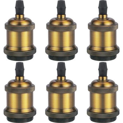 6 Piezas de Portalámparas E27 Vintage, Adaptador de Cerámica Sólida, Portalámparas, Adaptador de Soporte de Lámpara de Cerámica, Portalámparas de Aluminio para Plafones y Apliques de Pared (1/5)