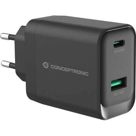 CONCEPTRONIC Ladegerät 2Port GaN USB-C/-A    45WPD3.0/PPS sw (ALTHEA20B45)