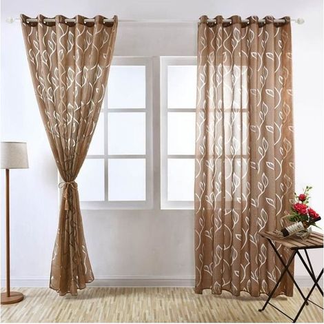 Rideau Voilages 1Pcs 100250cm Rideau Voilages 1Pcs 100250cm Feuillet Marron Feuillet Marron (1/4)
