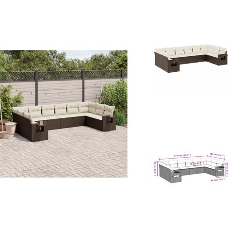 10-tlg. Garten-Sofagarnitur mit Kissen Braun Poly Rattan - Gartenmöbel - Sofasatz - PE-Rattan Möbel - Outdoor Furniture - Lounge Set (1/3)