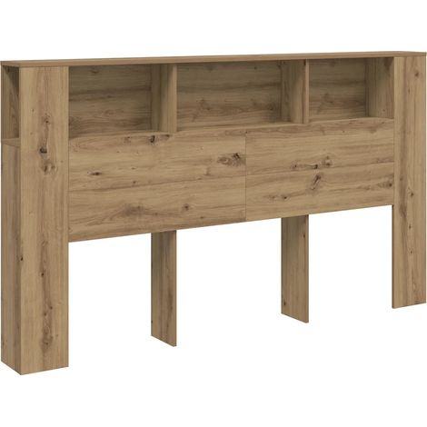 Armadio testata letto con libreria 180 x 18 x 102 cm con 3 scomparti in stile moderno in legno ingegnerizzato rovere artigianale 020050973