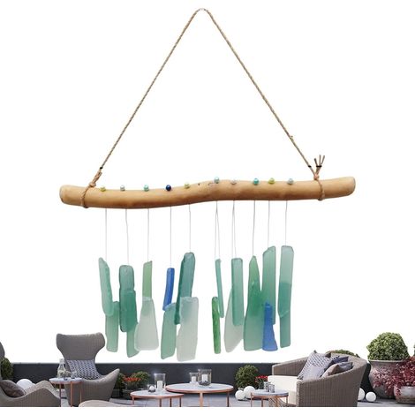 Carillon éolien Décoration relaxante en verre résistant aux intempéries Carillon éolien extérieur Pour jardin, terrasse, porche, balcon, pelouse, fenêtre, plage, maison, mur de Noël