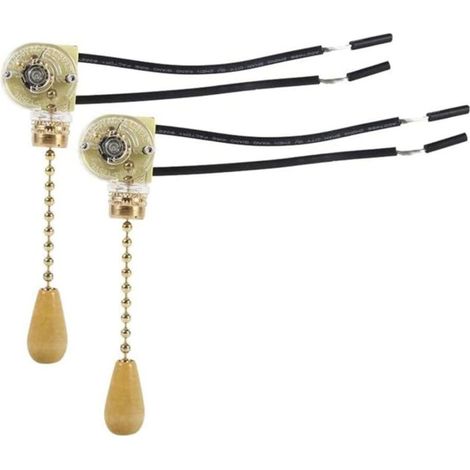 Interrupteur À Tirette - Pour Ventilateur De Plafond Et Lampe Murale Led - Installation Simple - Lot De 2 Pièces (1/5)