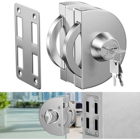 Serrure de porte à simple vitrage sans perçage avec clé, adaptée aux portes battantes/coulissantes (1/5)