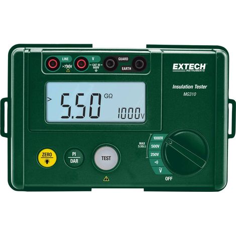 Extech MG310 Appareil de mesure de l'isolation 250 V, 500 V, 1000 V 5.5 GΩ W090501 (1/4)