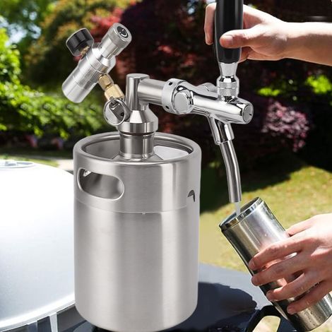 2-Liter-Minifass aus Edelstahl / Kaffeefass / Automatischer 2-Liter-Bierzapfer / Edelstahl-Pfeife (1/5)