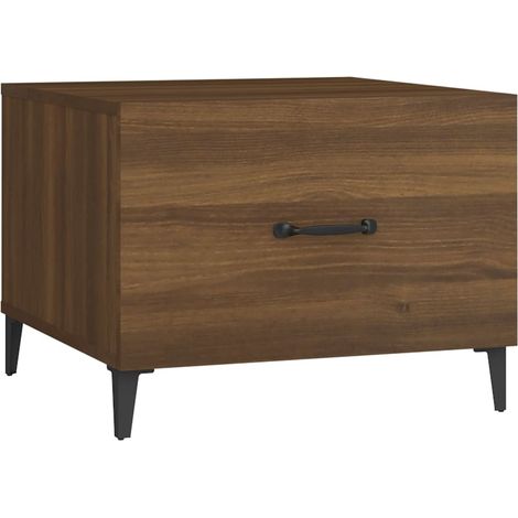 Mesa de centro de diseño industrial con cajón y patas de metal 50 x 50 x 40 cm madera de ingeniería marrón DEC037712