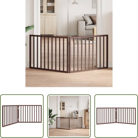 Hundegegend - 2-tlg. Hundetor Faltbar Braun 160 cm Pappelholz (1/5)