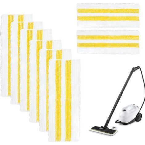 Juego de 8 cabezales de repuesto universales de microfibra para fregonas de vapor Kärcher EasyFix series SC1, SC2, SC3, SC4, SC5 – Cabezales de microfibra de alta calidad con sistema de bloqueo. (1/5)
