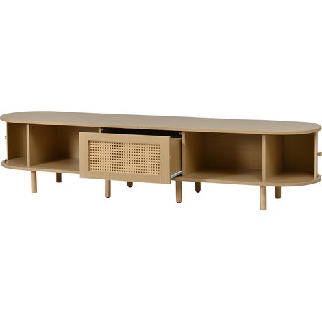 Mobile TV lowboard in MDF effetto legno con 2 ante scorrevoli e 1 cassetto 180x40x40 cm (1/5)