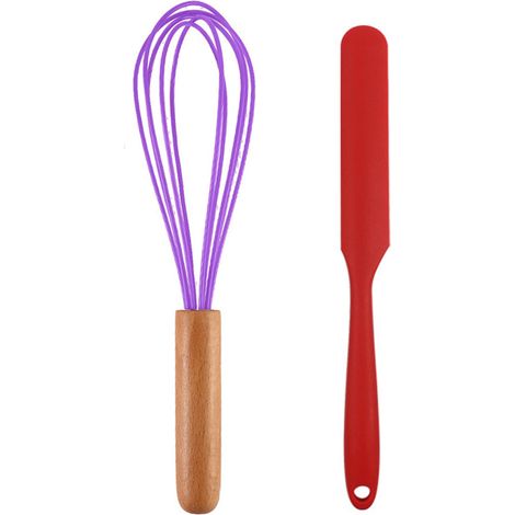 Ustensiles De Cuisine En Silicone - Outils Résistants À La Chaleur Avec Manches En Bois - Pour Casseroles Antiadhésives - Lot De 2 (1/5)