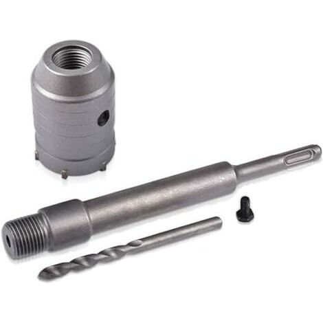 Sierra de corona SDS 40 mm + biela 200 mm + broca helicoidal + tornillo de posicionamiento, para muros de hormigón armado, ladrillos, aberturas de aire acondicionado (1/5)